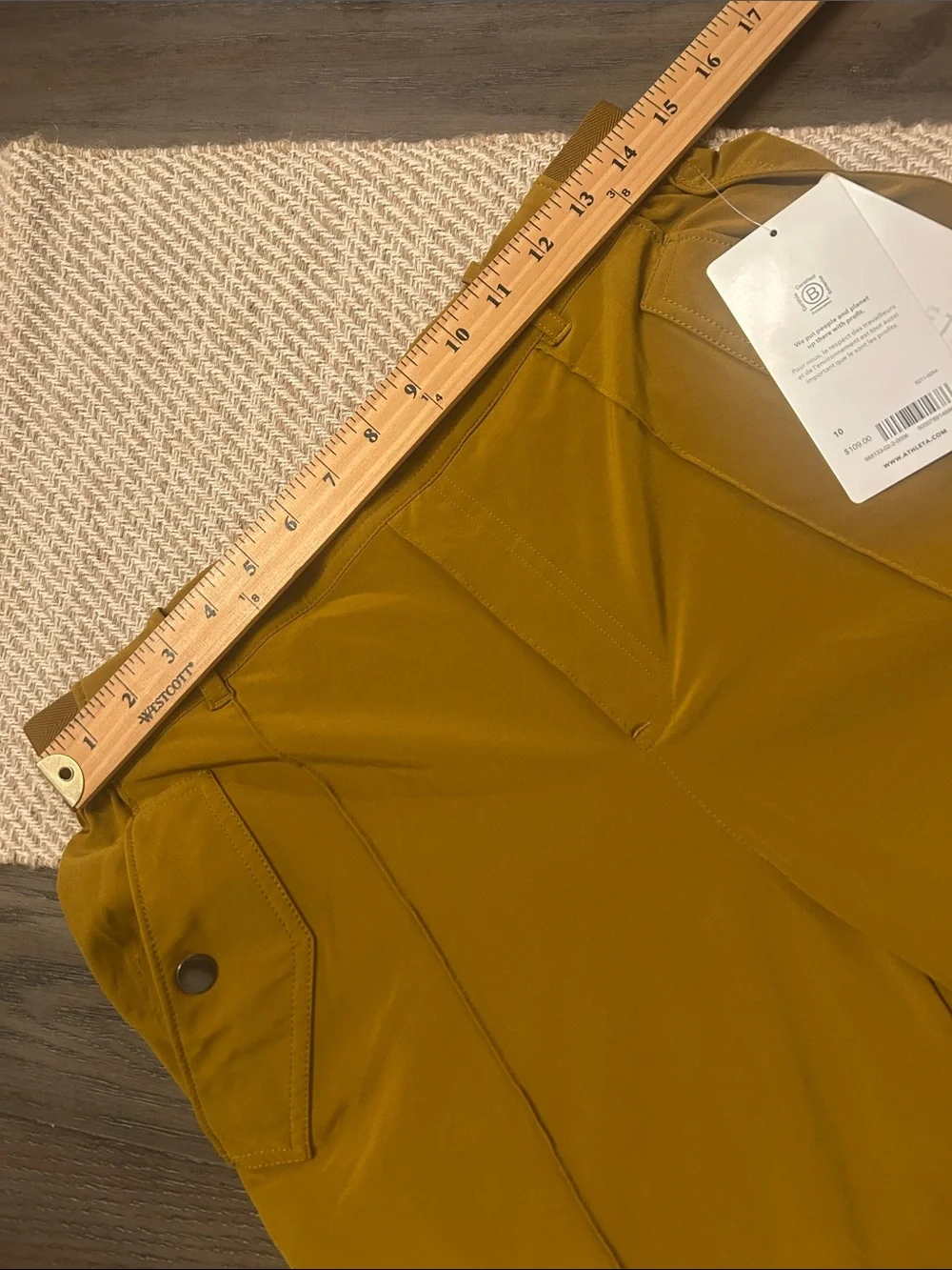 Athleta NWT Vienna Cargo PANTS Yellow Gold High Rise Straight-Leg Trousers Sz 10